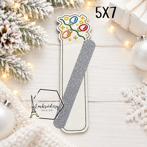 Lights Doodle Nail File Holder Embroidery Design - 5x7